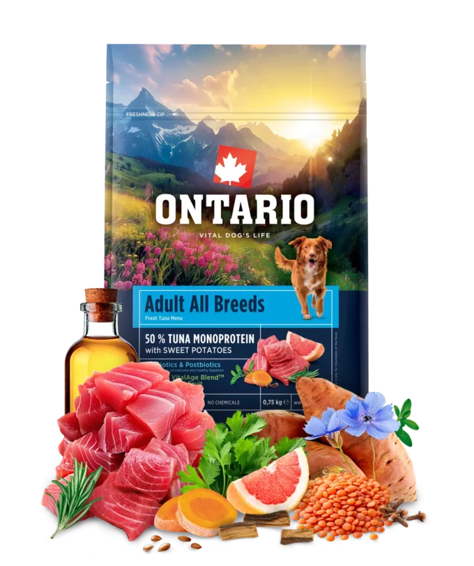 Ontario Adult All Breeds Monoprotein Tuna & Sweet Potatoes 0,75kg
